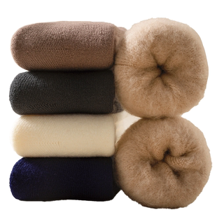 超厚仿羊毛袜子男秋冬加厚加绒长筒毛绒保暖中筒棉袜高筒冬季长袜