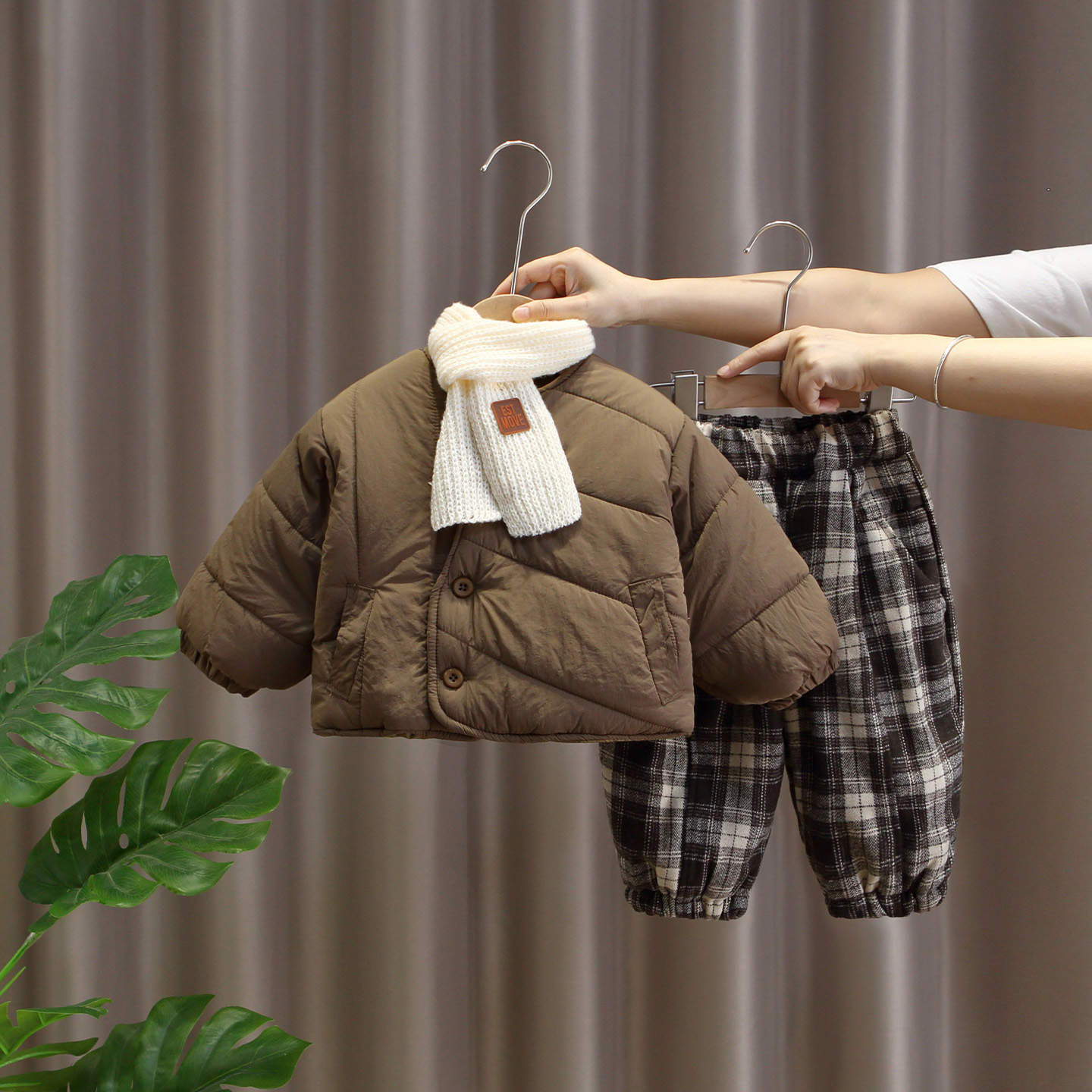 男童冬季套装2025新款儿童加绒棉衣外套宝宝冬装韩版加厚两件套潮
