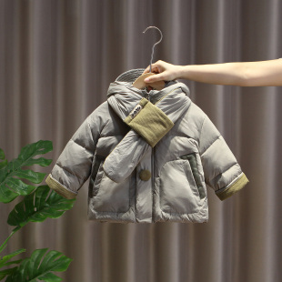 洋气潮 加厚保暖白鸭绒外套女宝宝冬装 男童羽绒服2025新款 儿童冬季