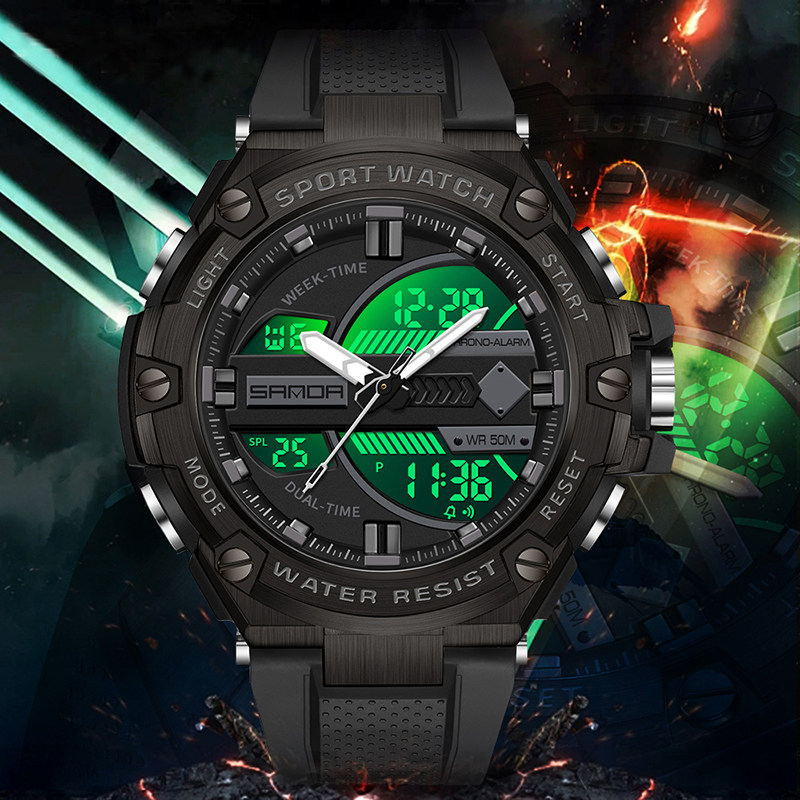 三达时尚大表盘学生防水电子手表