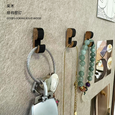 实木挂钩图钉复古木质钉饰品收纳按钉毛毡板软木板图钉10颗/盒