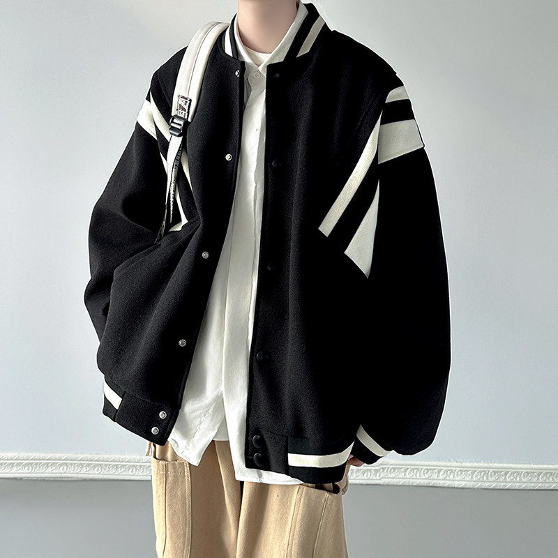 拼色棒球服外套男春秋季2026新款夹克青少年潮牌痞帅宽松休闲 上