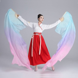 西厢寻他舞蹈扇淡蓝紫粉真丝丝绸舞蹈扇加长扇子跳舞扇古典舞蹈扇