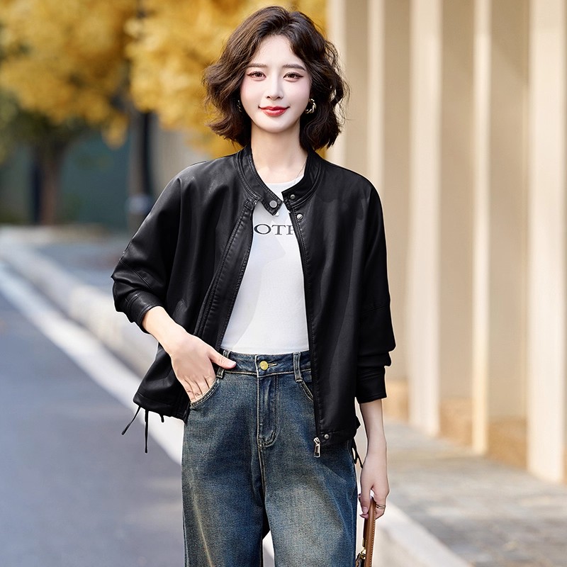 皮衣女短款机车服皮夹克休闲显瘦