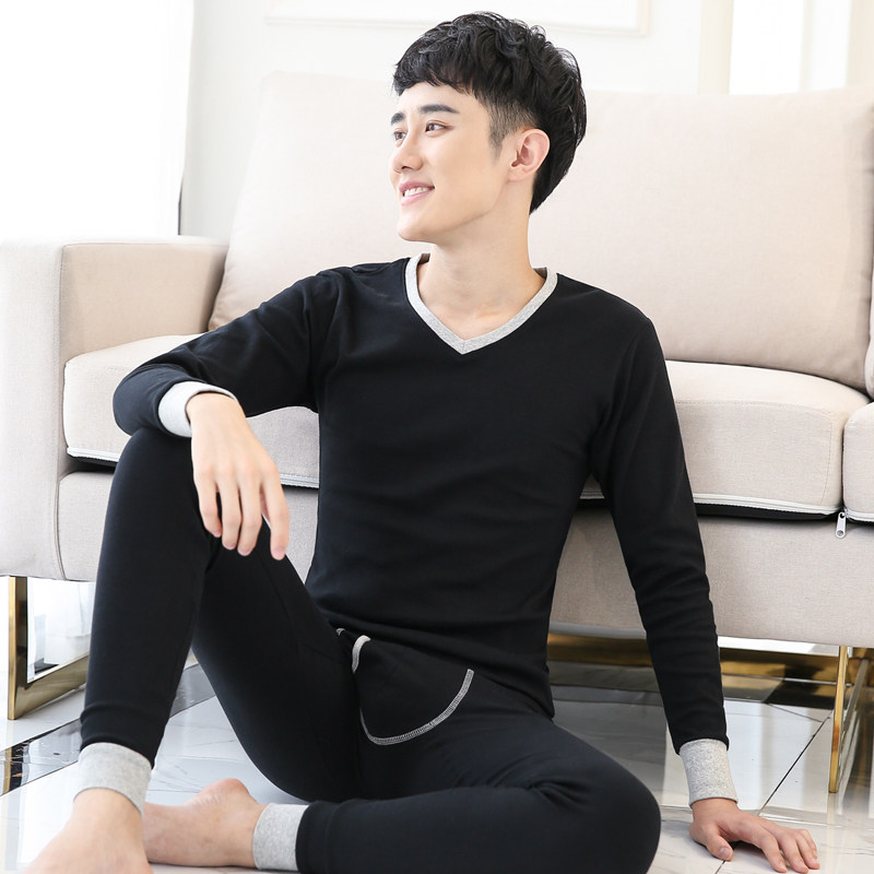 赛百合男士秋衣秋裤套装纯棉青年打底冬秋衣裤潮全棉薄款保暖内衣