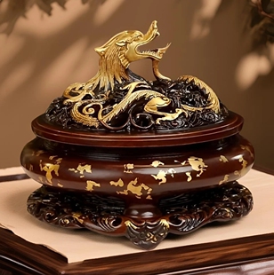 带座盘龙鬲式熏炉巧生炉炉香香炉铜炉