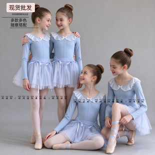 儿童舞蹈服女芭蕾练功女童体操中国跳舞演出连体纱裙秋冬幼儿可爱