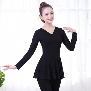 解语依瑜伽上衣女长袖莫代尔裙摆单件时尚瑜伽服秋冬款运动上装