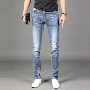 小脚年新款 夏季 品牌男士 修身 薄款 款 蓝色长裤 休闲牛仔裤 裤 子0512k