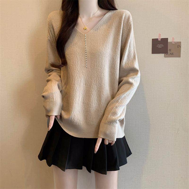 春秋大码胖mm宽松遮肉显瘦v领针织打底衫女内搭减龄长袖女1230n,女装/女士精品,毛针织衫,淘宝优惠券,粉丝福利购,淘宝优惠卷