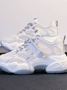 夏天透气网鞋女薄款网面老爹鞋潮内增高鞋厚底百搭休闲运动0614q