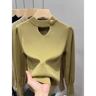 下装 高领针织衫 减龄优雅长袖 剪裁露背秋冬修身 针织1224ud 西式