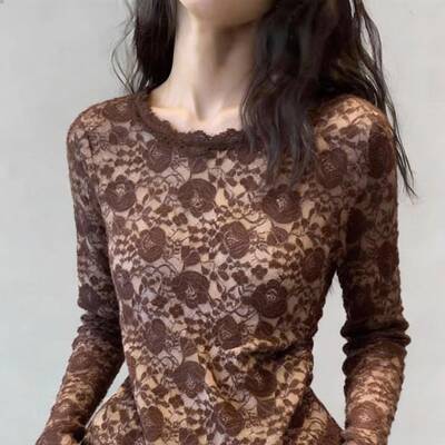 欧货高级感2026年春季新款气质花边圆领蕾丝穿搭百搭上衣0125h