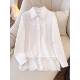 衬衫 女装 2026春季 白色蕾丝拼接长袖 新款 大码 胖宽松遮肚衬衫 0202e