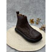 春季 短靴2026年春夏新款 厚底大圆头凉靴厚底松糕侧拉炼洞洞0128ed