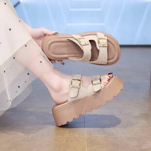 配裙子小个子沙滩增0325d 女外穿2026新款 夏款 松糕厚底勃肯凉拖鞋