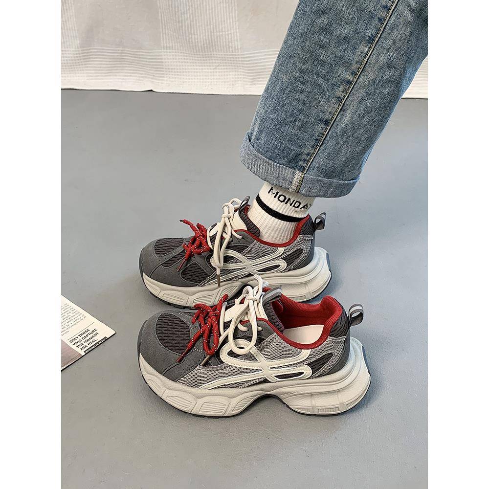 小众老爹鞋女2025年秋季新款轻便厚底百搭网面透气休闲运动1115u