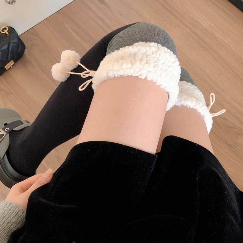 秋冬烟灰色过膝袜女加厚保暖灰色长筒袜黑灰拼接大腿高筒袜1026z