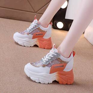 春季单网鞋女夏季内增高女鞋2026新款网面透气小白鞋女厚底0316k