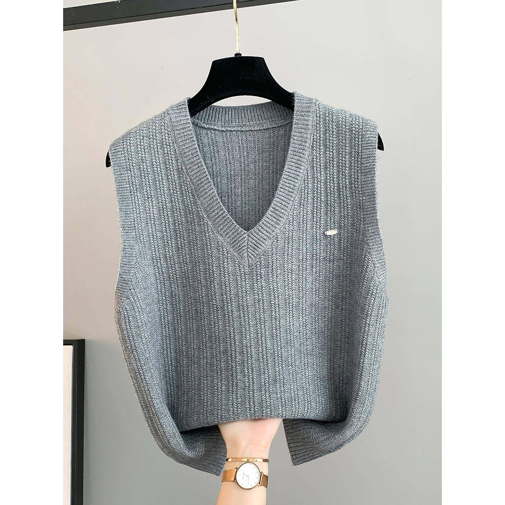 马甲女士外套2026新款春秋宽松外穿时尚V领针织背心毛衣坎肩0123e,女士内衣/男士内衣/家居服,吊带/背心/T恤/打底/肌底衣,淘宝优惠券,粉丝福利购,淘宝优惠卷
