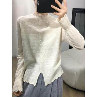 秋冬别致衫 洋气1219e 女宽松纯色内搭蕾丝花边毛衣针织打底衫