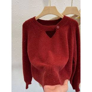 与温柔底衬衫 毛衣女士2026秋冬新款 剪裁针织衫 日式 1224ud 慵懒风格