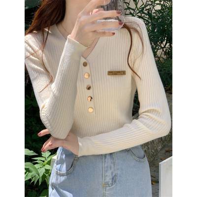 秋冬季v领针织衫上衣女大码胖mm修身显瘦气质内搭打底衫毛衣1120n