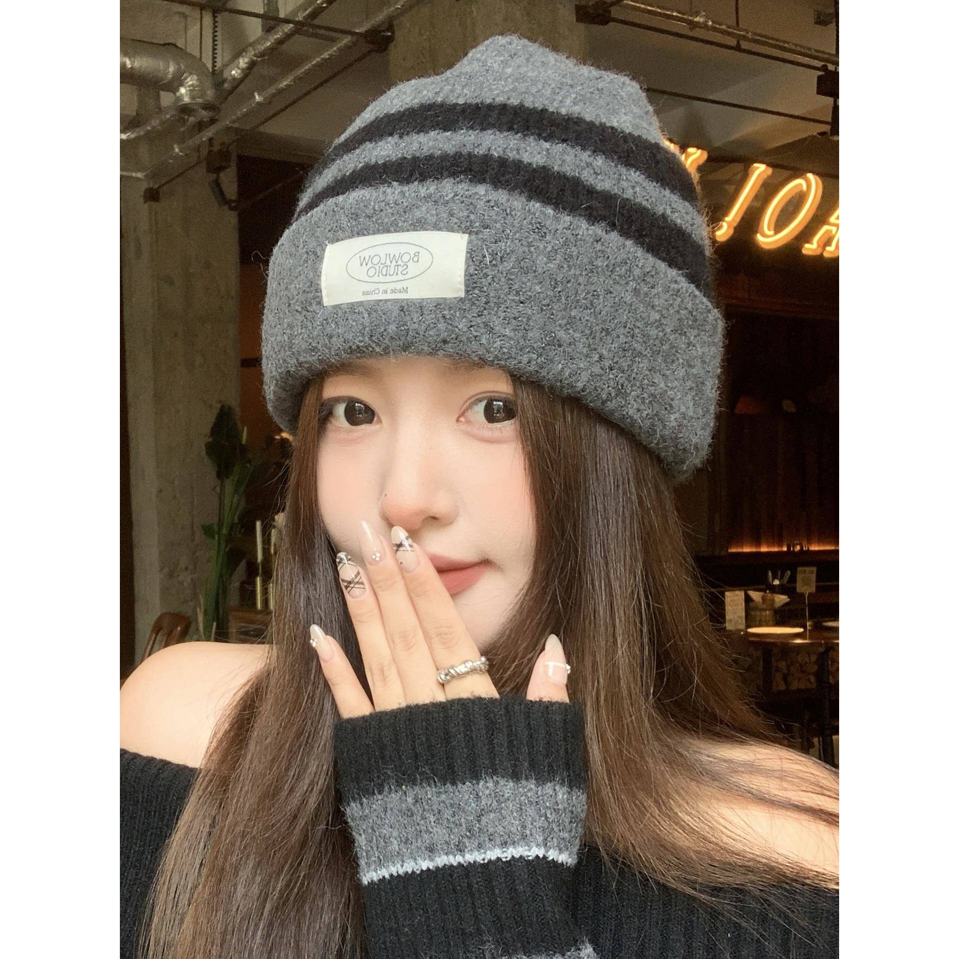 秋冬季混纺帽子女款2025新款大头围显脸小适合方圆脸针织毛1027n