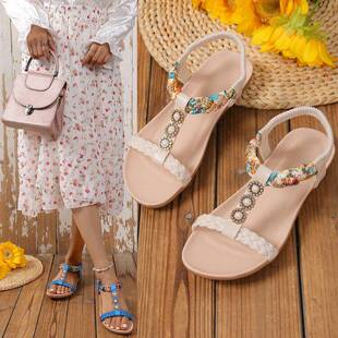 波西米风平底串珠软底防滑凉鞋 夏款 外穿2026新款 女季 0325d 凉鞋