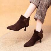 高跟鞋 女细跟女鞋 2026年秋冬季 春季 新款 尖头短筒小跟气质低0128ed