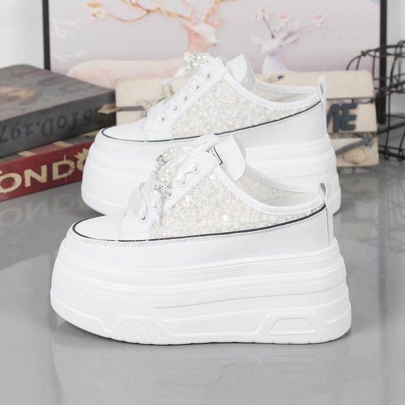 春款高跟包头拖鞋女外穿网面厚底内增高一脚蹬无后跟0110u,女鞋,时尚休闲鞋,淘宝优惠券,粉丝福利购,淘宝优惠卷