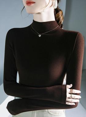 高领打底衫女秋冬新款内搭厚款双面绒保暖上衣磨毛欧货小衫0102h