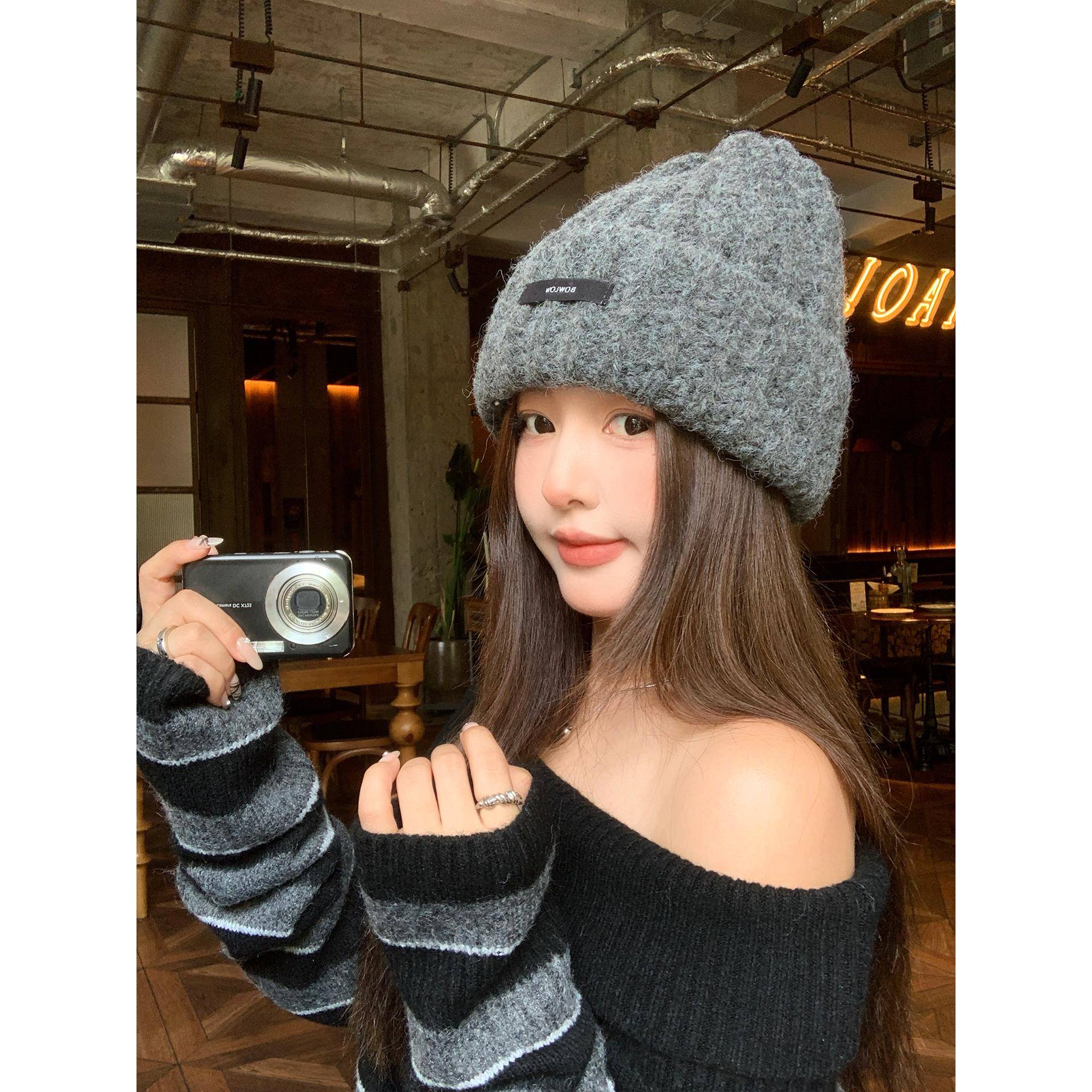 秋冬季灰色帽子女款2025新款天大头围显脸小适合方圆脸百搭1027n
