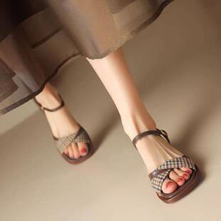 外穿高级感一字带天女鞋 夏款 季 女2026新款 0325d 高级感平底凉鞋