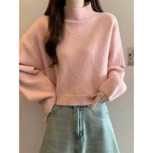 秋冬季浅色短款毛衣女感宽松内搭针织小个子miu系千金上衣1226n