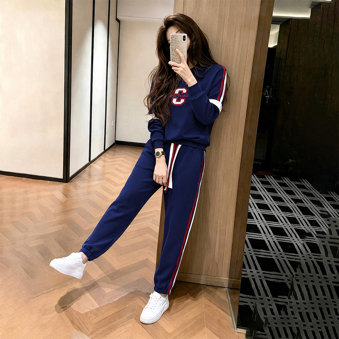 秋冬季休闲套装女士2026新款运动服长袖卫衣女束脚长裤女装1023z