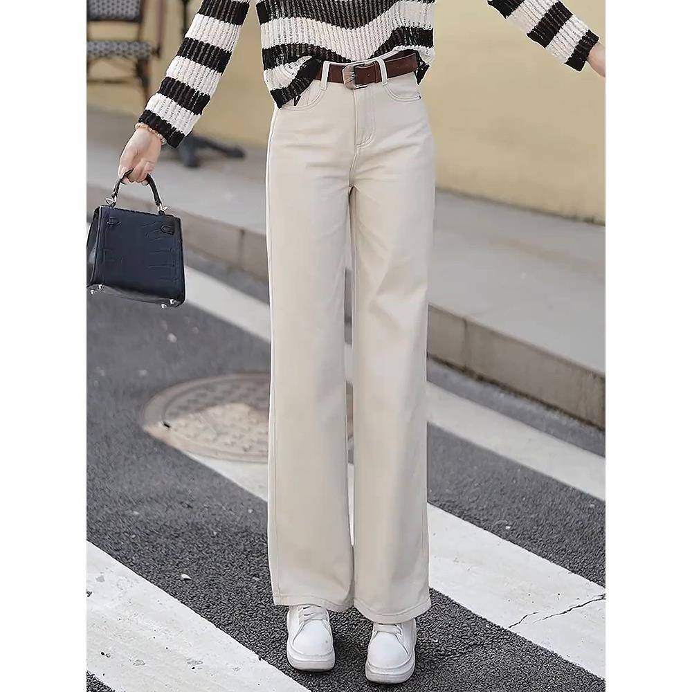 秋冬高腰窄版软牛仔阔腿裤女2025秋新款宽松显瘦时尚洋气刺1211u