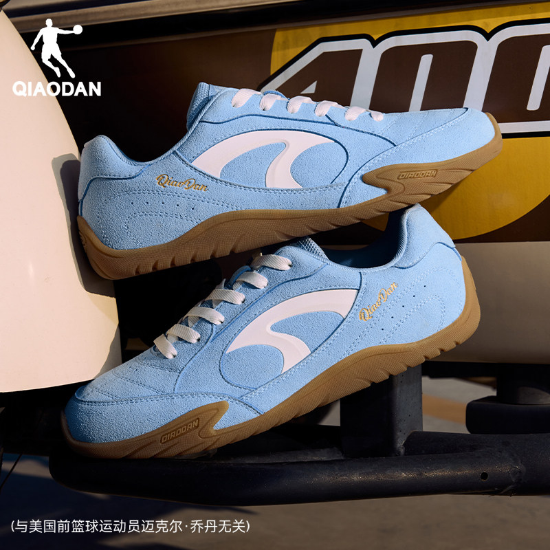乔丹男休闲鞋薄饼鞋2026夏季潮流蓝色薄底鞋复古轻便皮面平底鞋