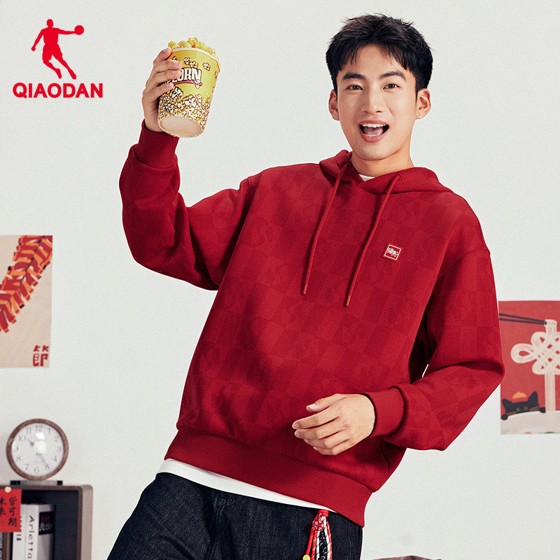 乔丹连帽卫衣男生红色新年款商场同款SORONA宽松日日有财马年限定