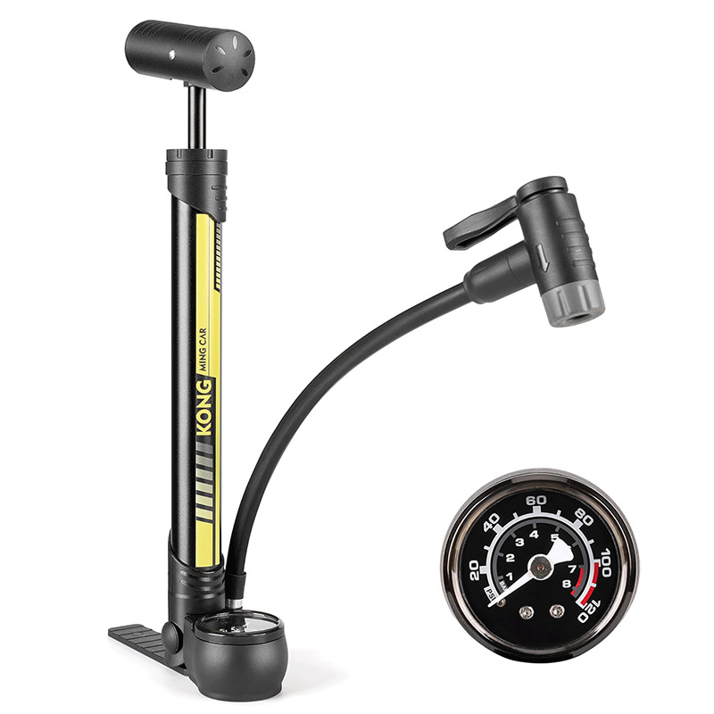 KONG自行车便携式打气筒山地车公路车迷你聪明嘴充气筒带气压表