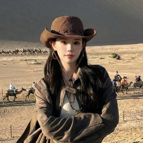 保暖帽子西部牛仔帽女款2026新款夏季徒步登山沙漠川西旅行1008e