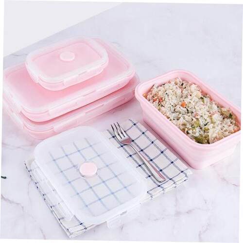 4Sizes Silicone Collapsible Lunch Box Food Storage Container