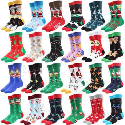 Christmas Socks PEONFLY New Colorful Cotton Happy Mens