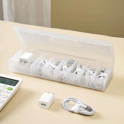 1Pc Transparent Data Cable Storage Box Plastic Data Line Sto
