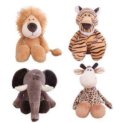 Stuffed Plush Animals Toys Soft Dolls Jungle Lion Elephant T