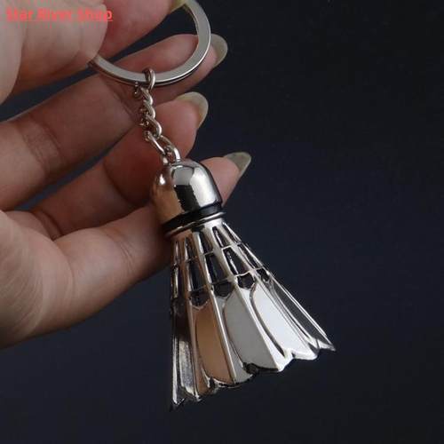Silver Alloy Badminton Keychain For Men Women Football and S