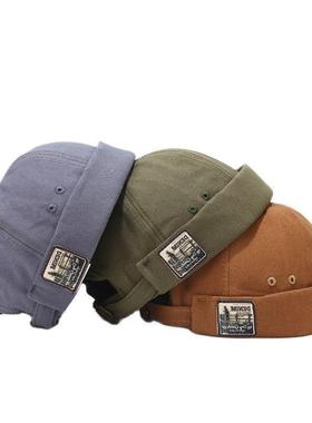 Vintage Docker Cap Brimless Hat Breathable Beanie Hats Cotto