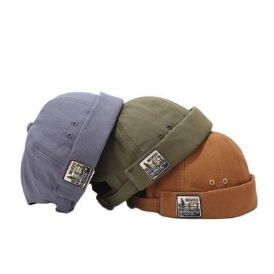 Vintage Docker Cap Brimless Hat Breathable Beanie Hats Cotto