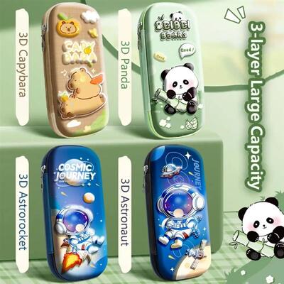 Cartoon Capybara/Panda/Astronaut Pencil Case 3D Large Capaci