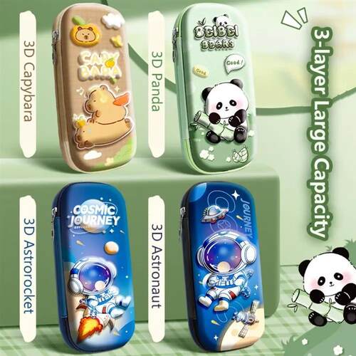 Cartoon Capybara/Panda/Astronaut Pencil Case 3D Large Capaci